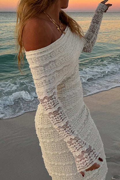 Elegant Solid Color Patchwork Backless Off Shoulder Long Dresses