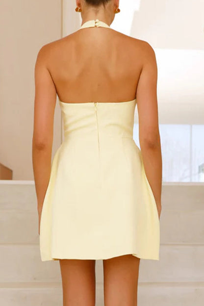 Sexy Solid Color Backless Halter Princess Dresses