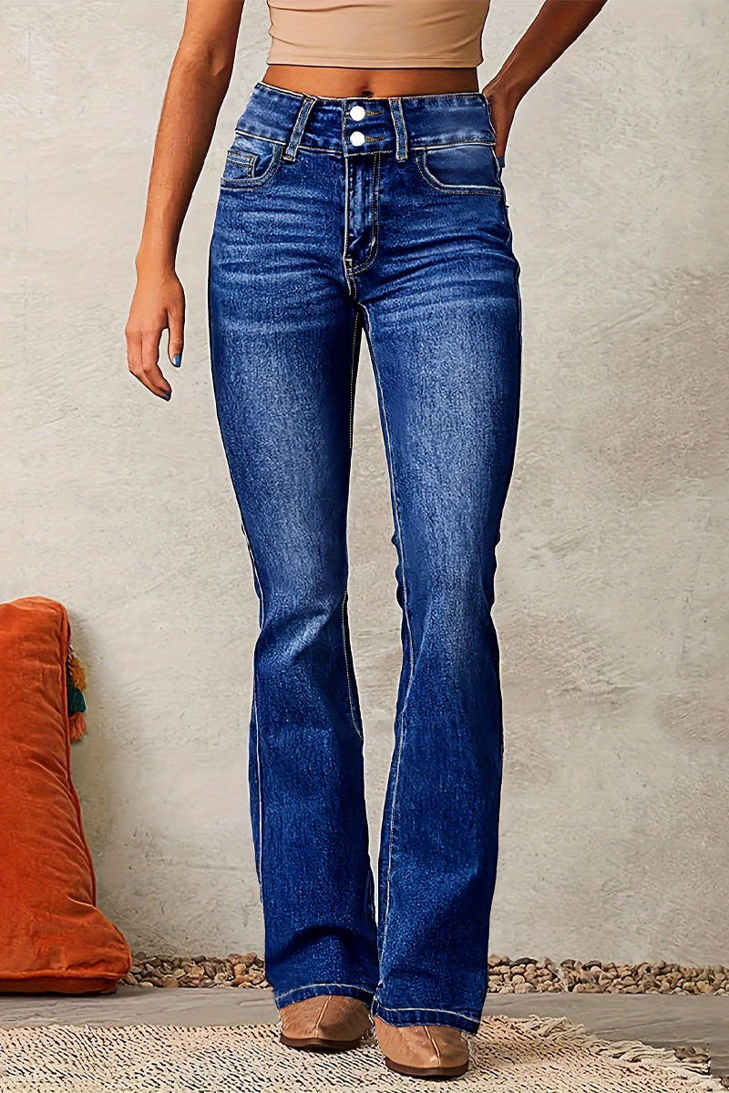 Casual Solid Color Distressed High Waist Skinny Denim Jeans