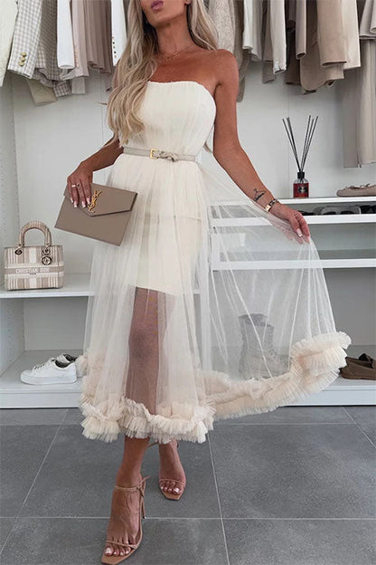 Wickelkleid aus Netzstoff