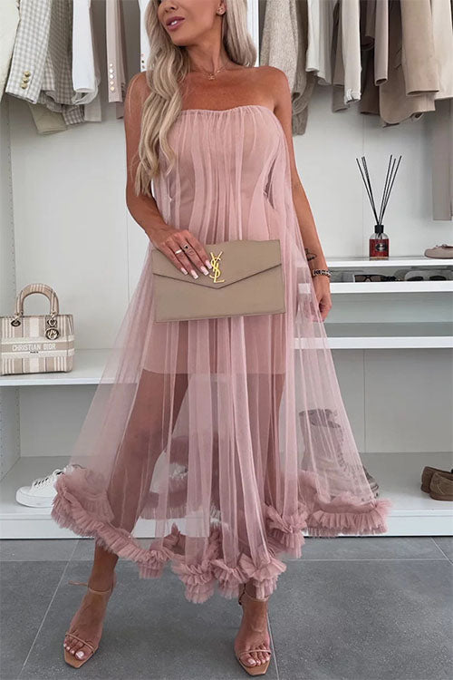 Wickelkleid aus Netzstoff
