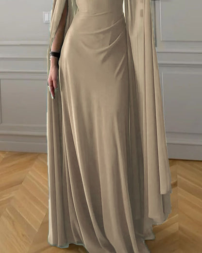 Lapel solid color long sleeve dress