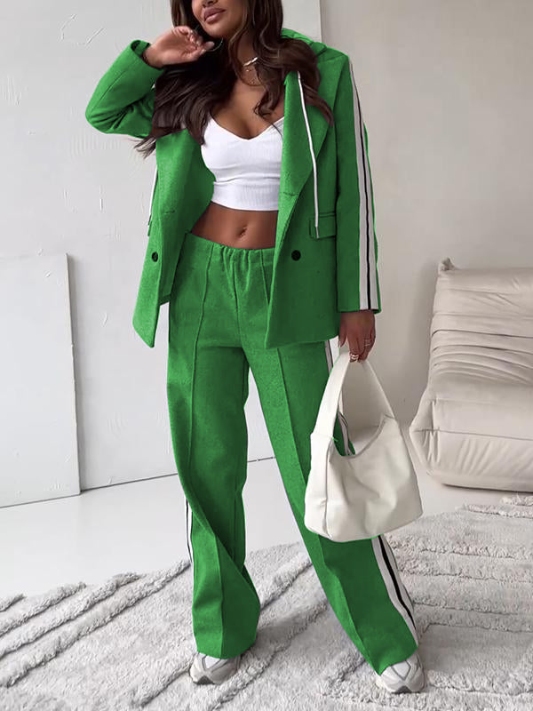 Women's Autumn Casual Hooded Two-piece Suit green