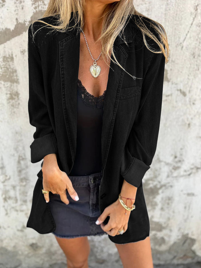 Denim Suit Casual Jacket black