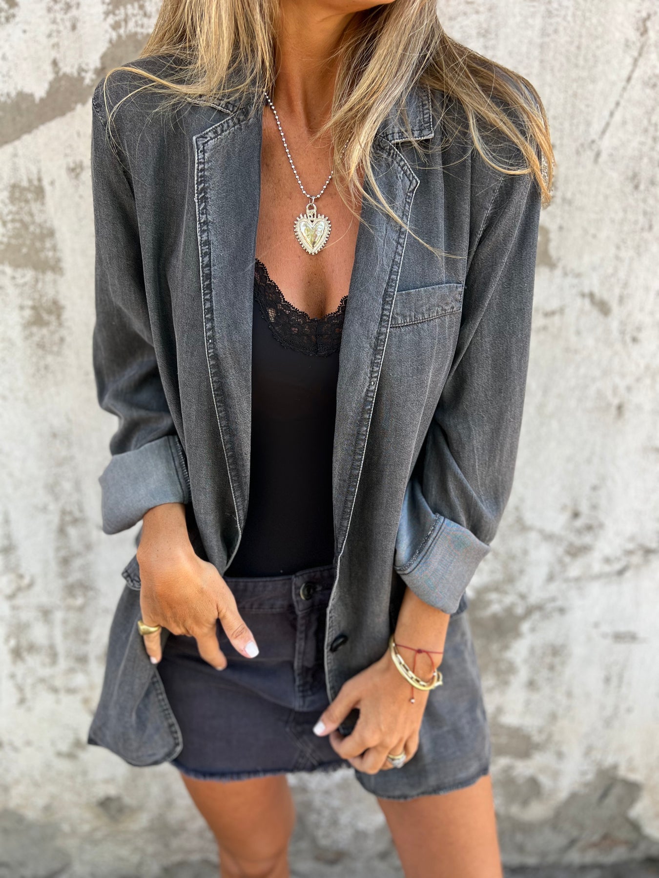 Denim Suit Casual Jacket gray