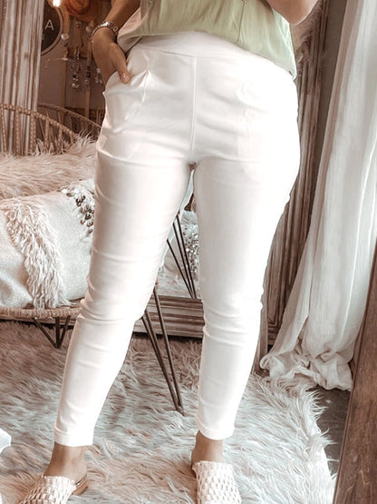 Stylish Plain Women's Shirt Tops White-Pants