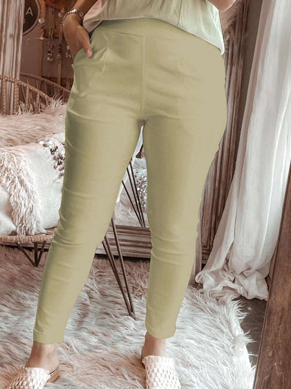 Stylish Plain Women's Shirt Tops Green-Pants