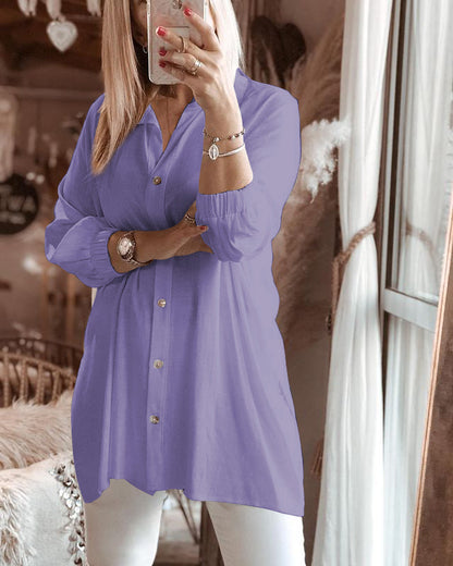 Stylish Plain Women's Shirt Tops Purple