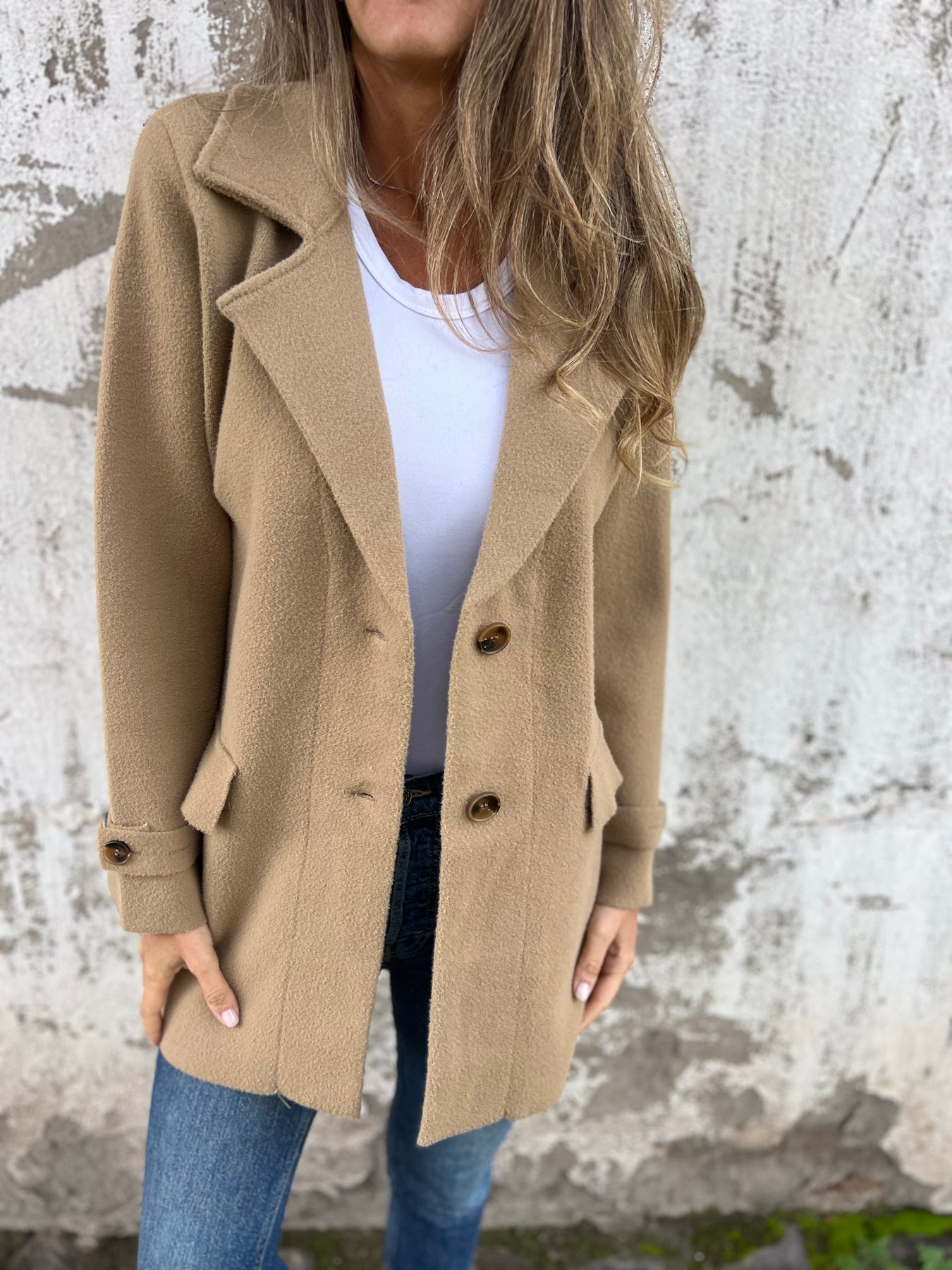 Women's Lapel Long Sleeve Autumn and Winter Casual Jacket brown