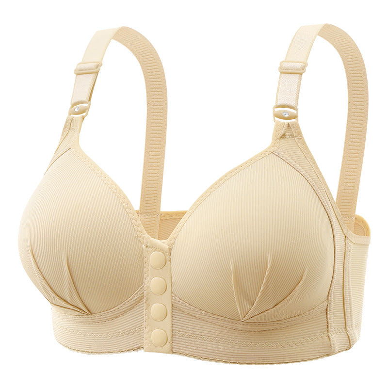 Women's Breathable Lace Buttoned Bra Beige