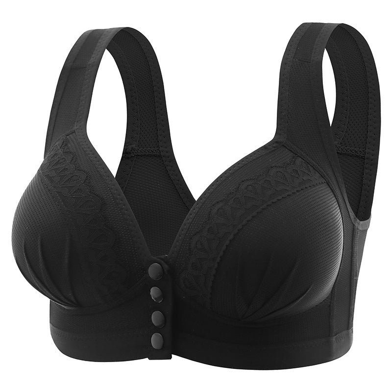 Women's Breathable Lace Buttoned Bra Black