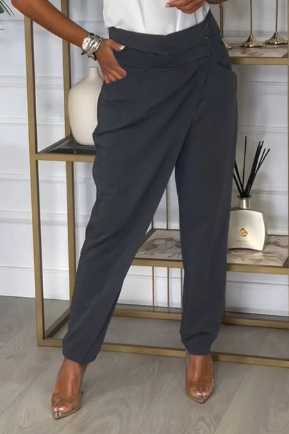 Women's Irregular Design Casual Trousers gray pants