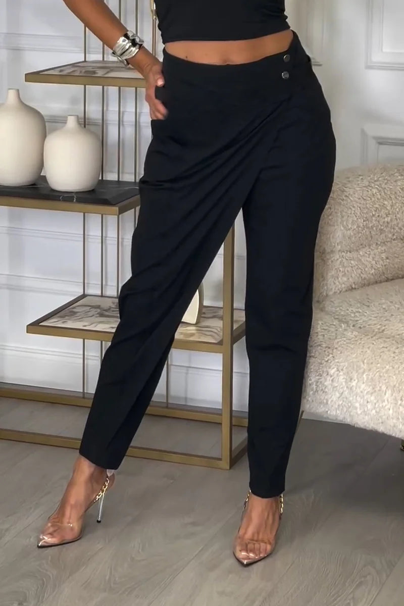 Women's Irregular Design Casual Trousers black pants