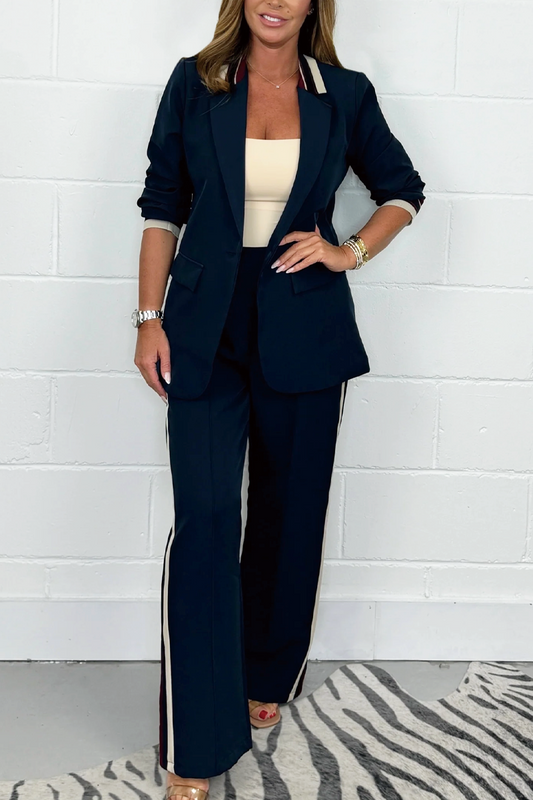 Women's Side Stripe Trouser & Blazer Suit Navy blue