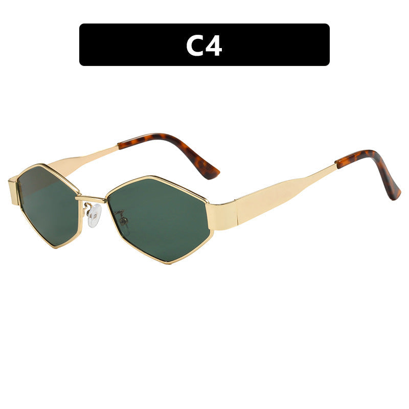 Gold Metal Full Rim Frame Sunglasses gold frame-dark green 144mm