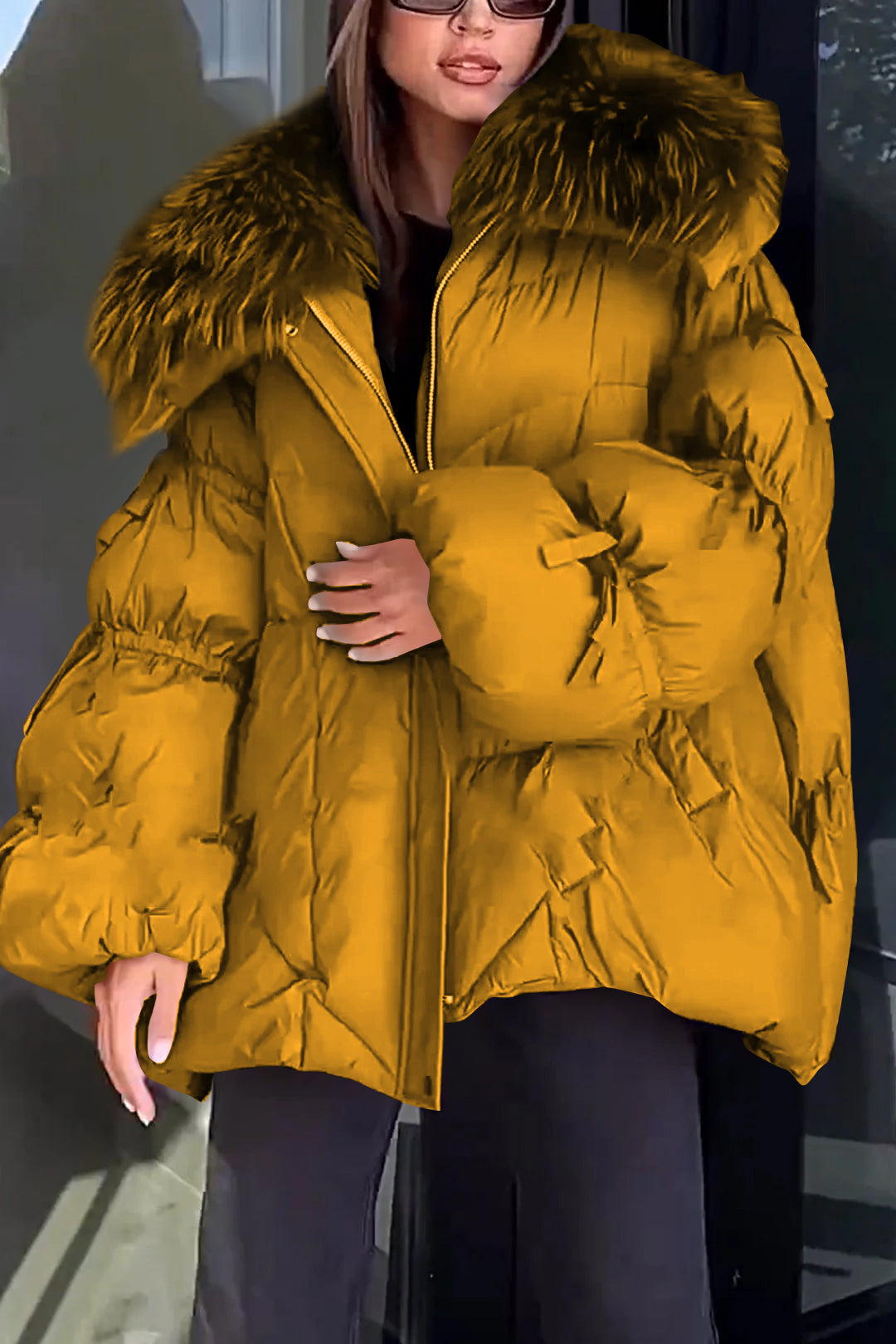 Women's Furry Down Jacket Golden