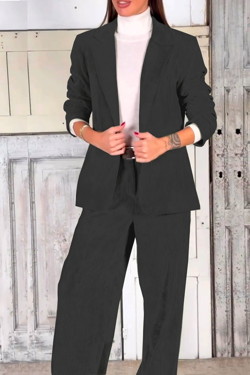 Ladies Casual Commuting Corduroy Suit dark grey