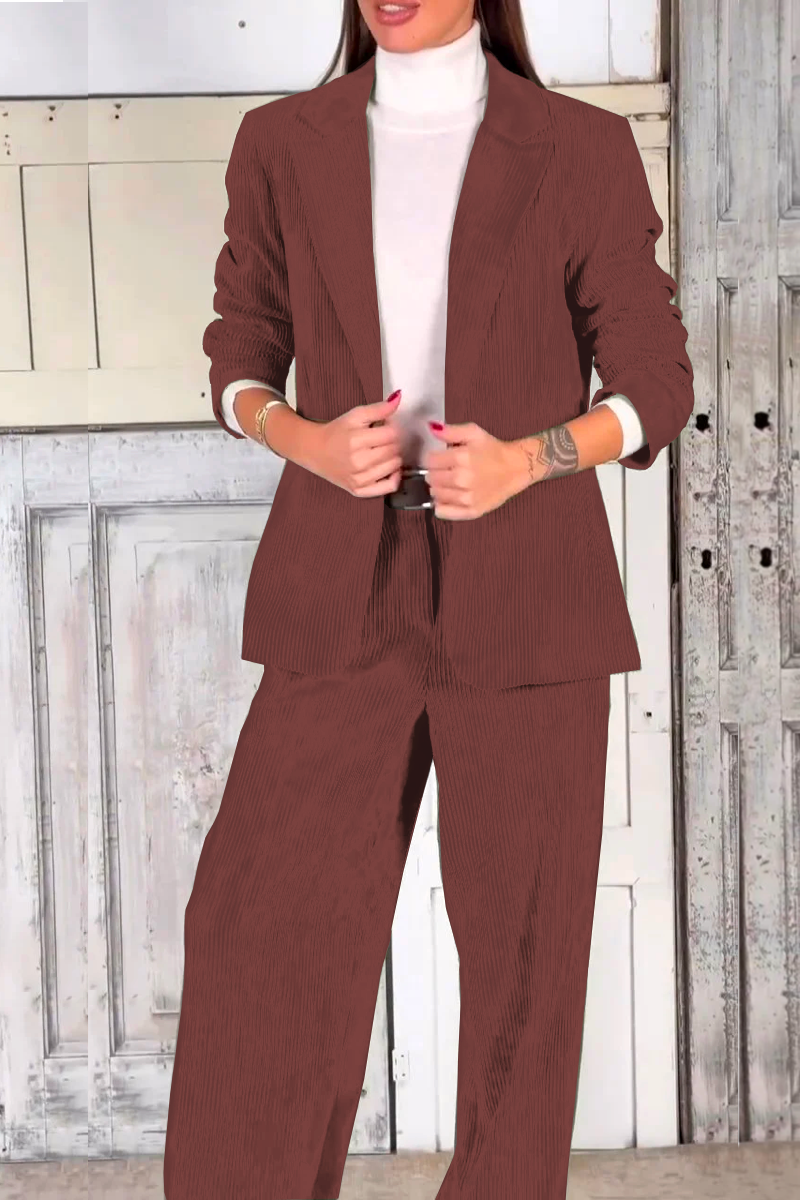 Ladies Casual Commuting Corduroy Suit brown