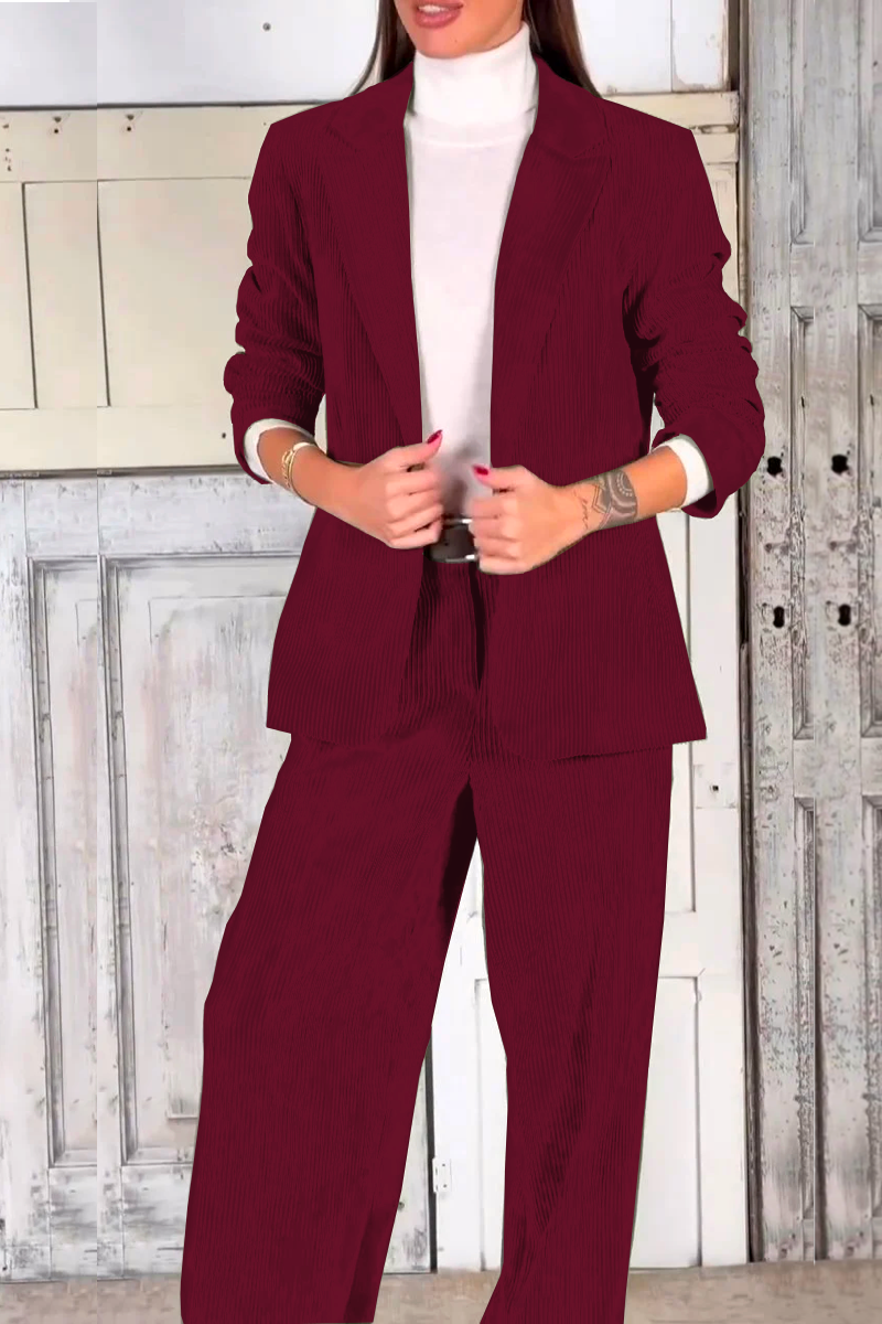 Ladies Casual Commuting Corduroy Suit burgundy