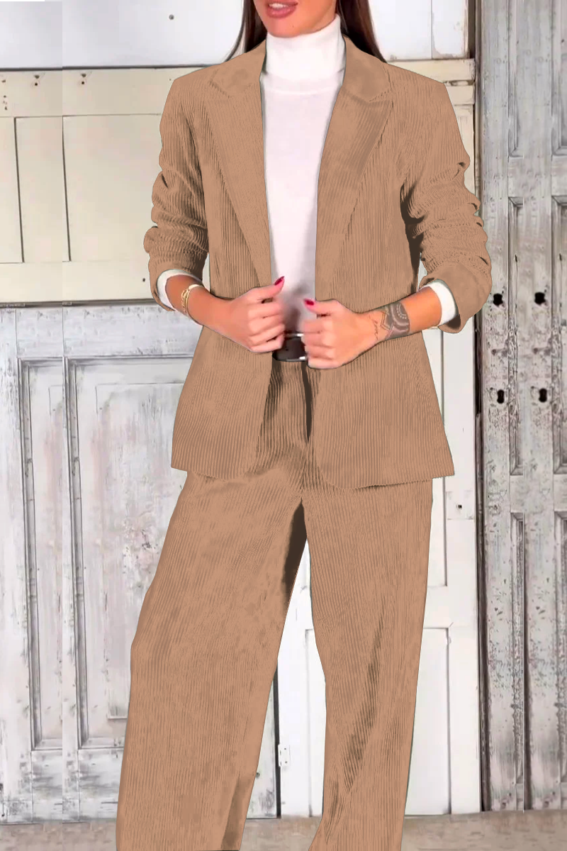 Ladies Casual Commuting Corduroy Suit khaki