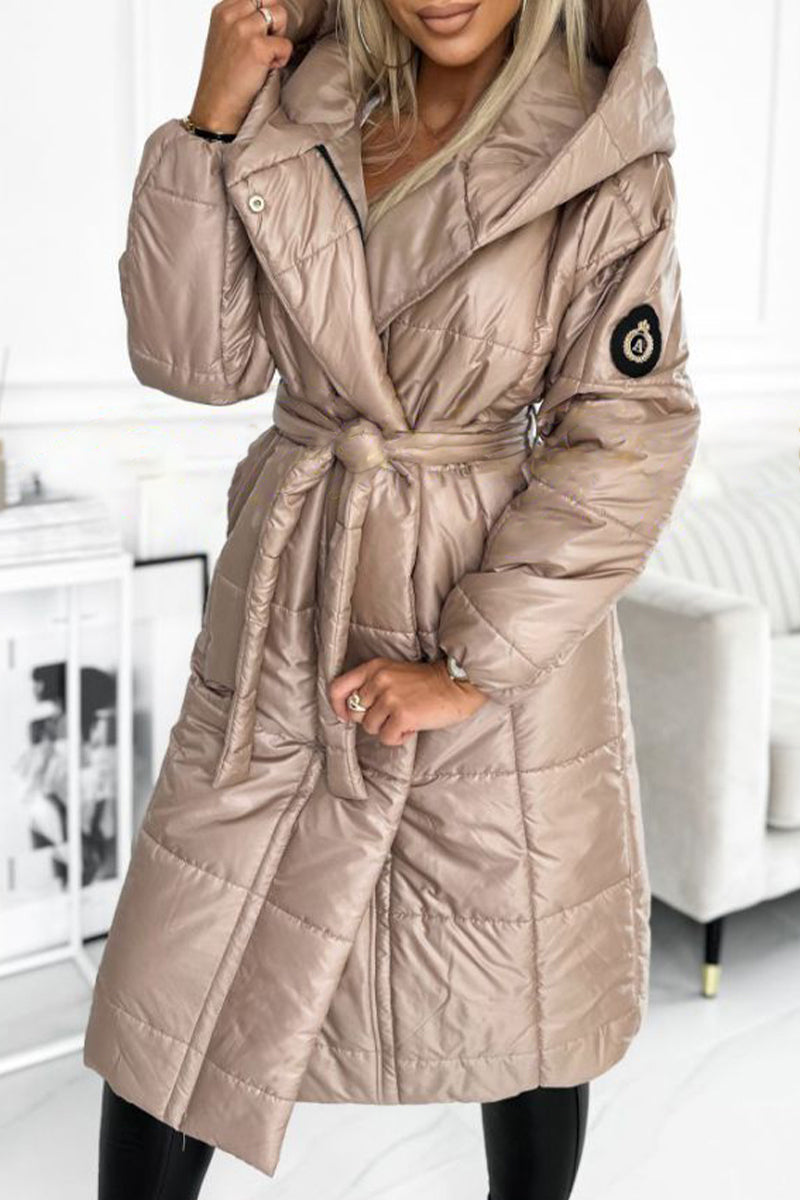 Women's Hooded Warm Long Cotton Coat brown