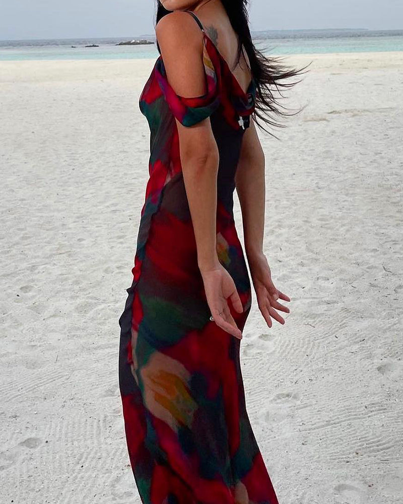 Sling Tie Dye Print Casual Dress