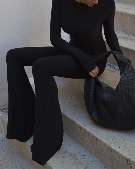 Casual Round Neck Long Sleeves Backless Bootstrap Jumpsuit