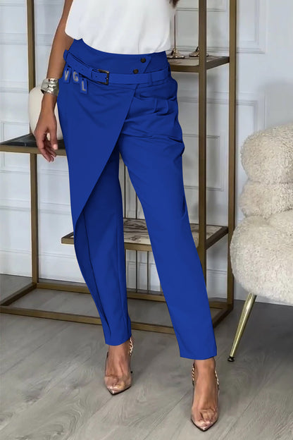 Women's Irregular Design Casual Trousers blue