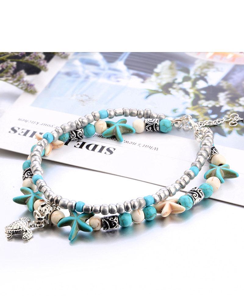 Sea Turtle Bohemia Beading Anklet Set