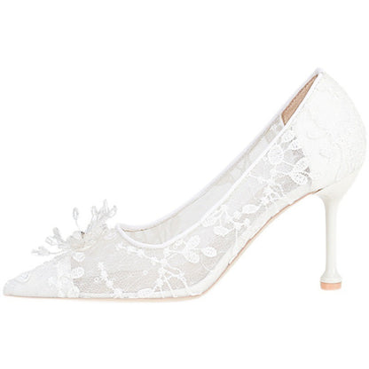 Frauen Weiß High Heels Brautkleid Kristall