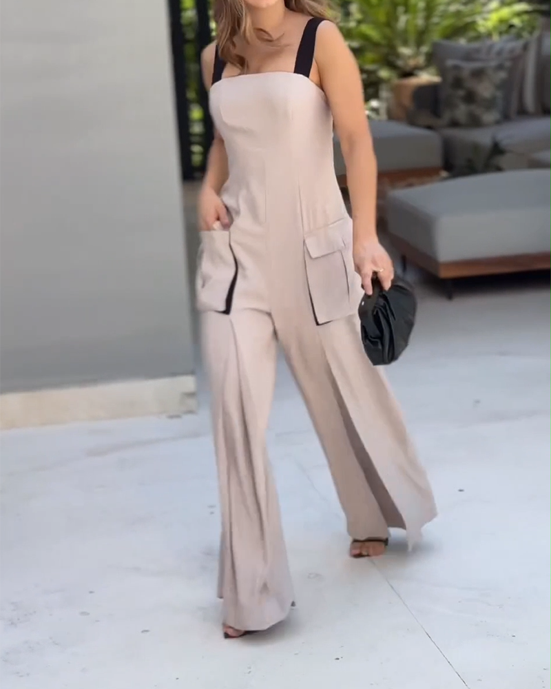 Strapless Colorblock Straight Jumpsuit