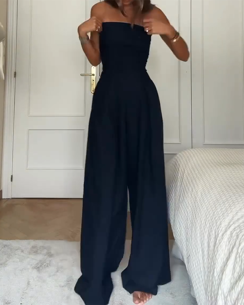 Strapless Solid Color Jumpsuit