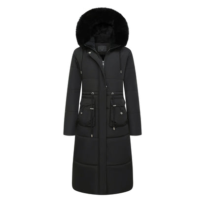 Women's Cotton Jacket Drawstring Cinched Hoodie Fleece-lined Warm