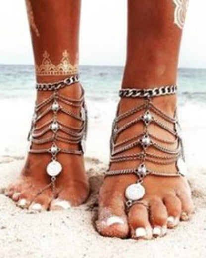 Multilayer Tassel Chain Anklet