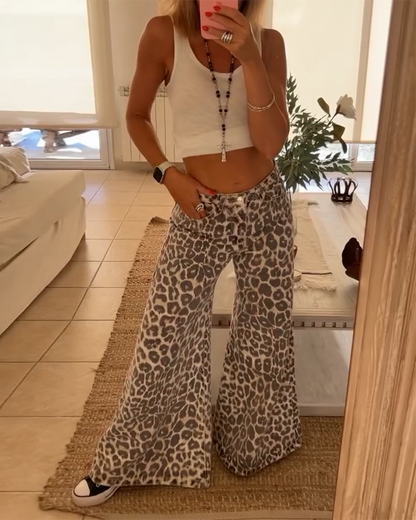 Tank Top and Leopard Print Pants Two-piece Set