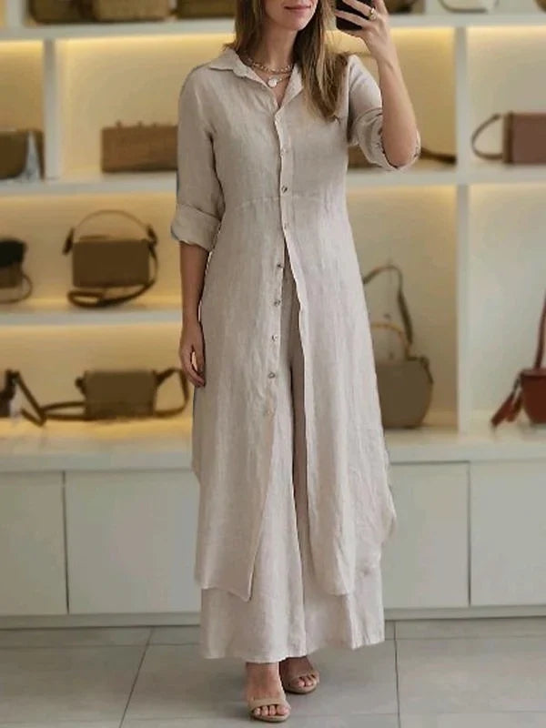 Casual Cotton and Linen Two-piece Set