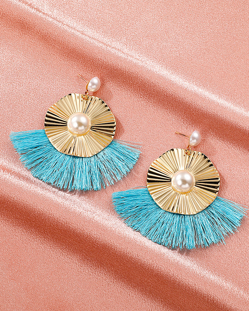 Scalloped Irregular Retro Geometric Earrings