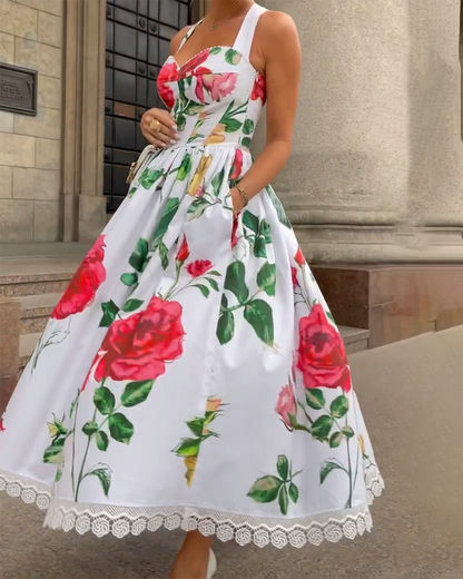 Floral Print Halter Dress