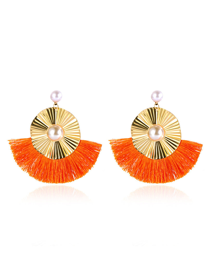 Scalloped Irregular Retro Geometric Earrings