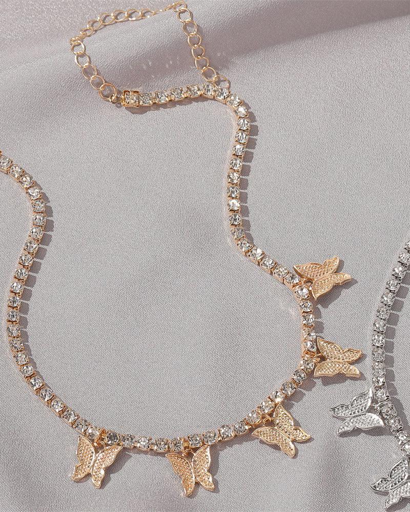 Retro Layer Butterfly Alloy Necklace