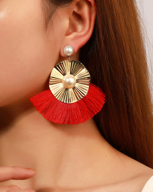 Scalloped Irregular Retro Geometric Earrings