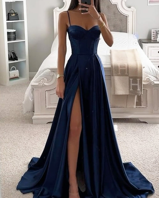 Sleeveless Strapless Slit Solid Color Dress