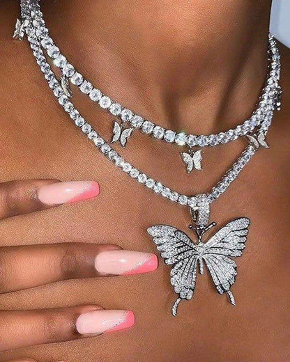 Retro Layer Butterfly Alloy Necklace