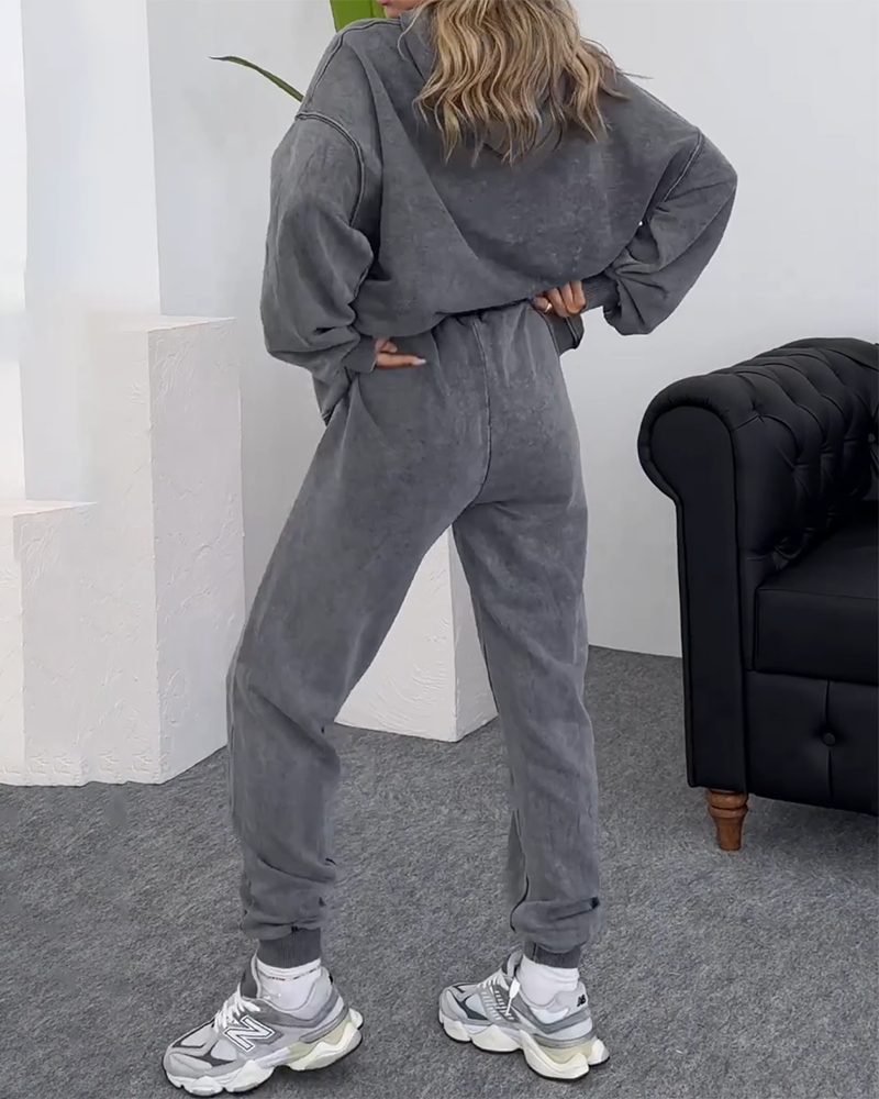 Hooded Sweatshirt and Pants Two-piece Set