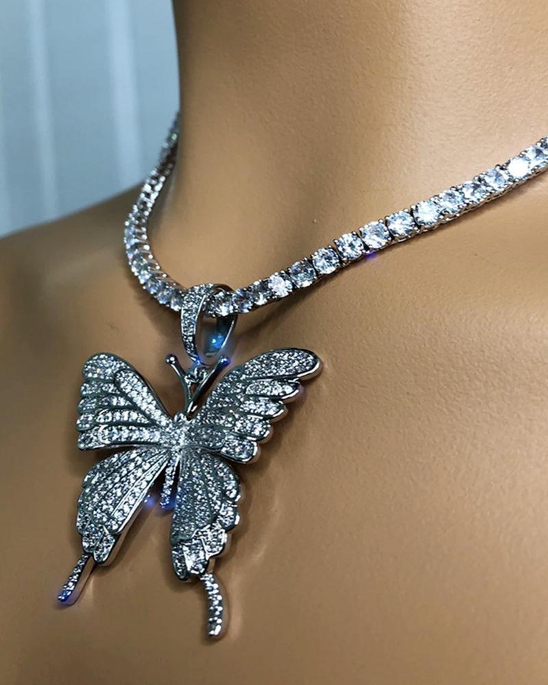 Retro Layer Butterfly Alloy Necklace