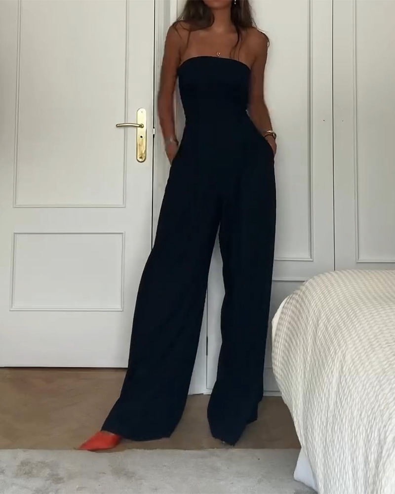 Strapless Solid Color Jumpsuit