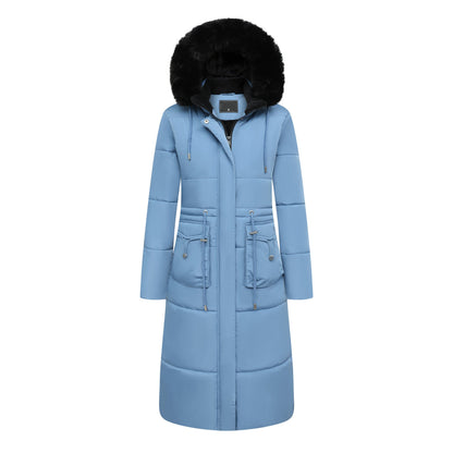 Women's Cotton Jacket Drawstring Cinched Hoodie Fleece-lined Warm