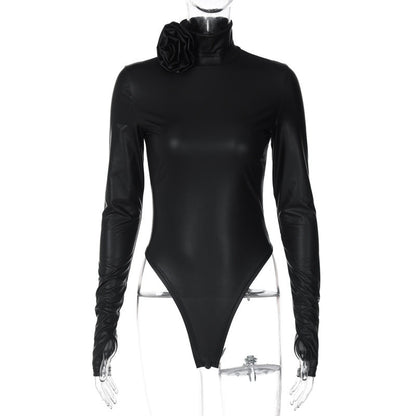 Women Clothing Winter Personality Slim Fit Slimming High Collar Long Sleeve Jumpsuit
