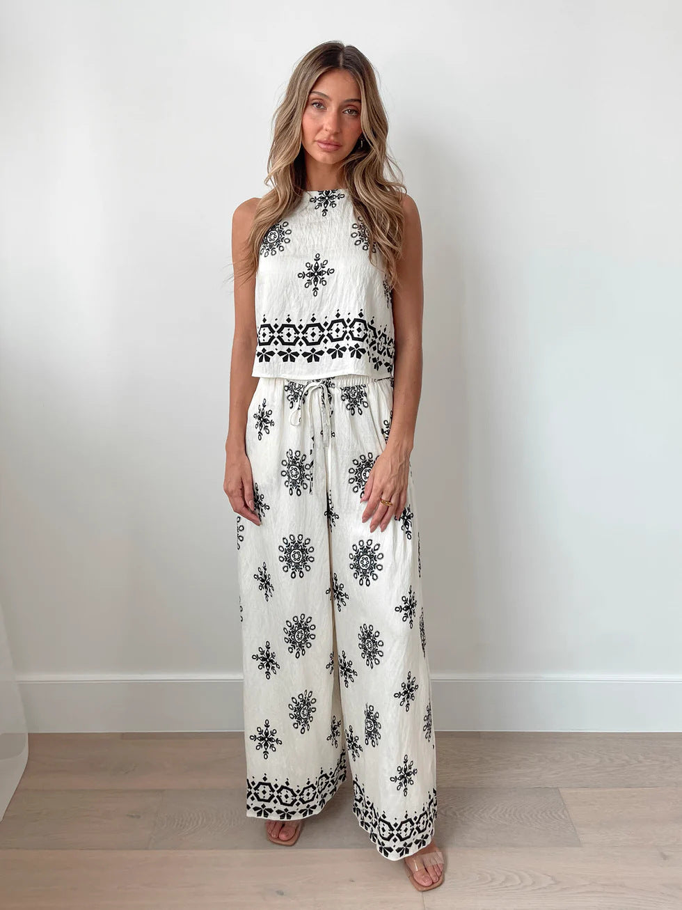 Women Wear Sexy Print Sling Wide Leg Sets