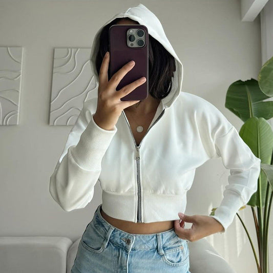 Women Clothing Autumn Winter Cardigan Zipper Hooded Long Sleeve Knitted Coat